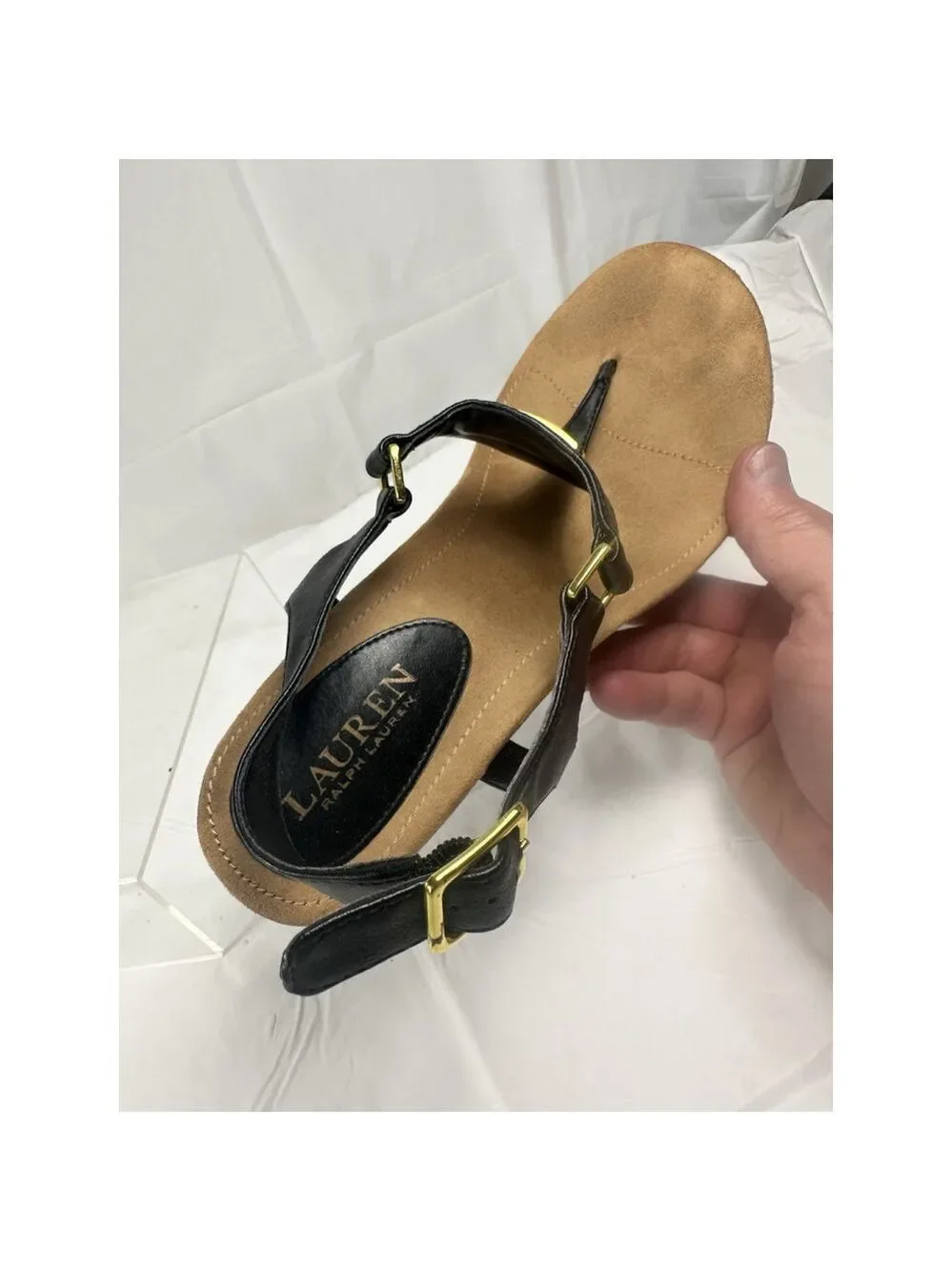Ralph Lauren RLL Nikki Platform Wedge Sandal Size 9B black